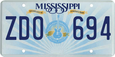 MS license plate ZDO694