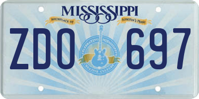 MS license plate ZDO697
