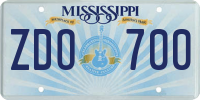 MS license plate ZDO700