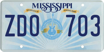 MS license plate ZDO703