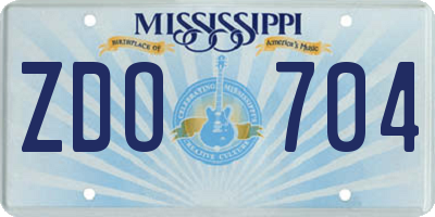 MS license plate ZDO704