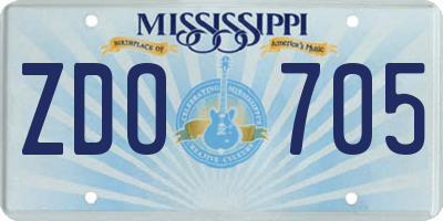 MS license plate ZDO705