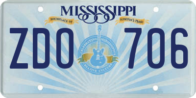 MS license plate ZDO706