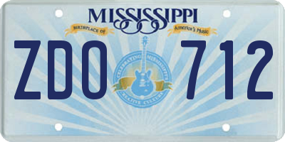 MS license plate ZDO712