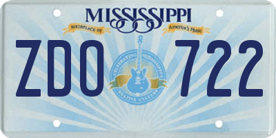 MS license plate ZDO722
