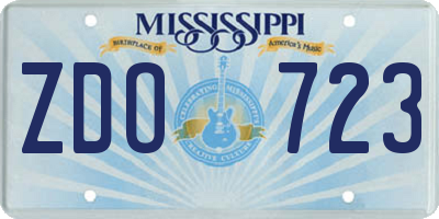 MS license plate ZDO723