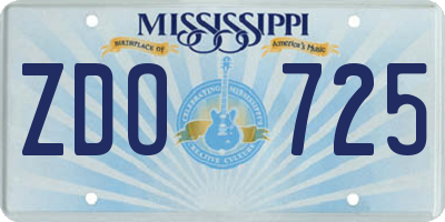 MS license plate ZDO725