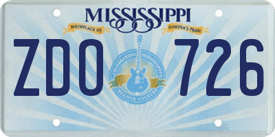 MS license plate ZDO726
