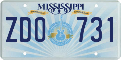 MS license plate ZDO731