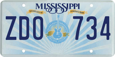 MS license plate ZDO734