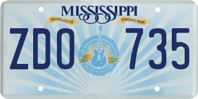 MS license plate ZDO735