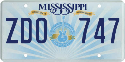 MS license plate ZDO747