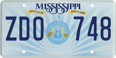 MS license plate ZDO748