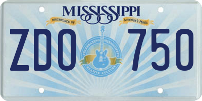 MS license plate ZDO750