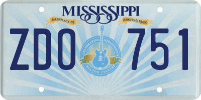 MS license plate ZDO751