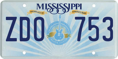 MS license plate ZDO753