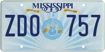 MS license plate ZDO757