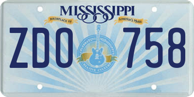 MS license plate ZDO758
