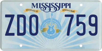 MS license plate ZDO759