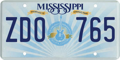 MS license plate ZDO765