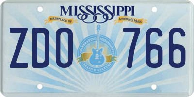 MS license plate ZDO766