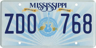 MS license plate ZDO768