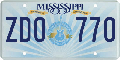MS license plate ZDO770