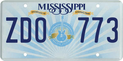MS license plate ZDO773
