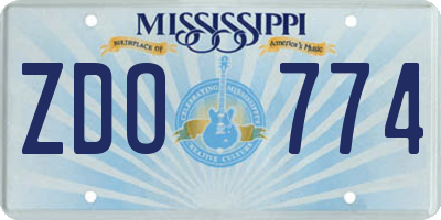 MS license plate ZDO774