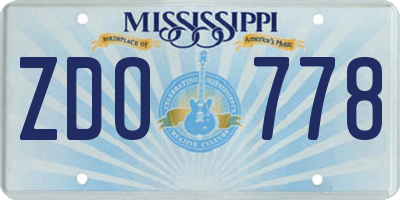 MS license plate ZDO778