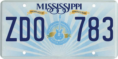 MS license plate ZDO783