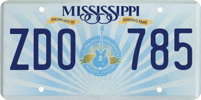 MS license plate ZDO785