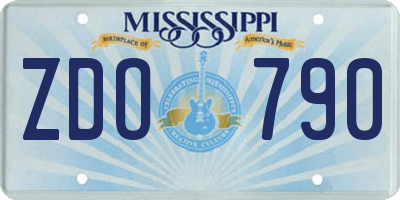 MS license plate ZDO790