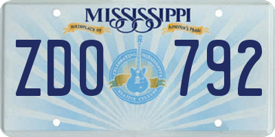 MS license plate ZDO792