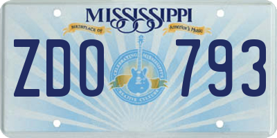MS license plate ZDO793