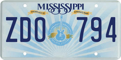 MS license plate ZDO794