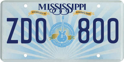 MS license plate ZDO800