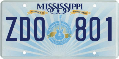 MS license plate ZDO801