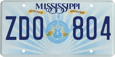 MS license plate ZDO804