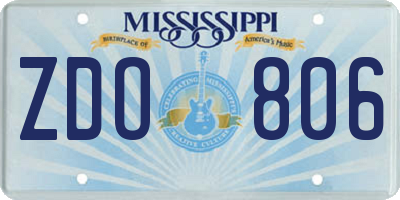 MS license plate ZDO806
