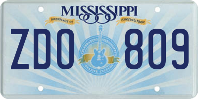 MS license plate ZDO809