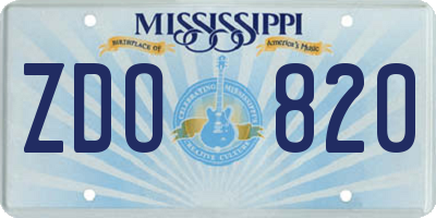 MS license plate ZDO820
