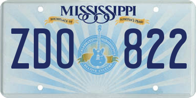 MS license plate ZDO822