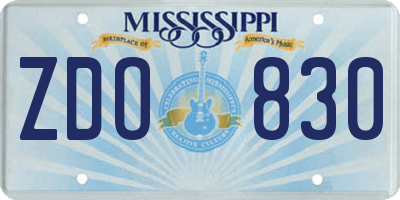 MS license plate ZDO830
