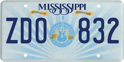 MS license plate ZDO832
