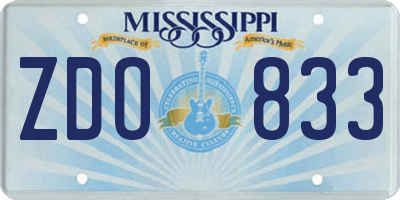 MS license plate ZDO833