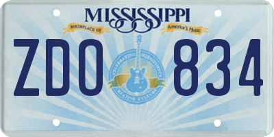 MS license plate ZDO834