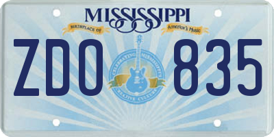 MS license plate ZDO835