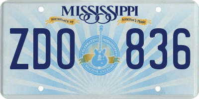 MS license plate ZDO836