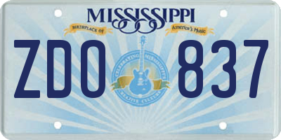 MS license plate ZDO837